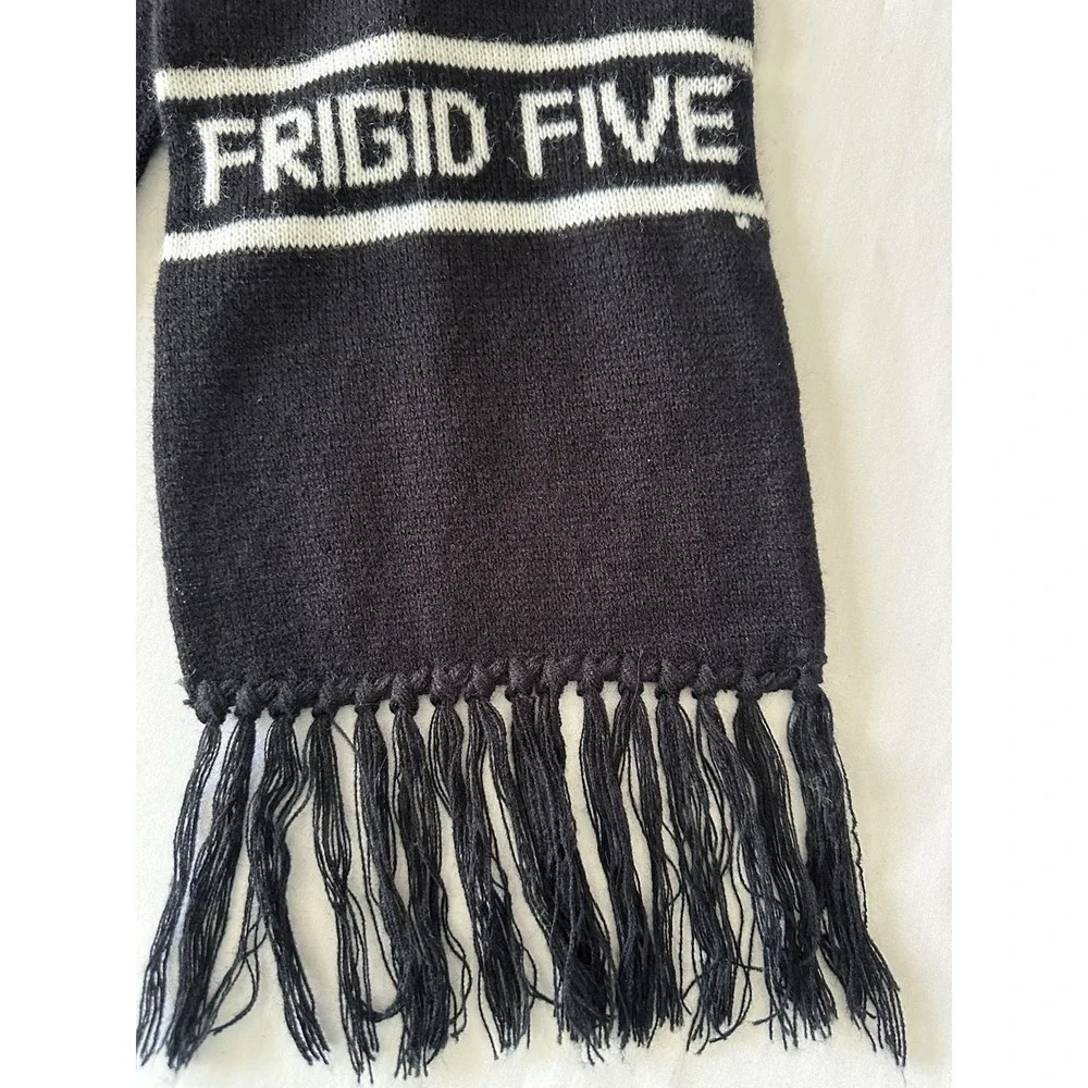 Vtg Frigid Five Winter Scarf‎ Two-ply Black And White 66